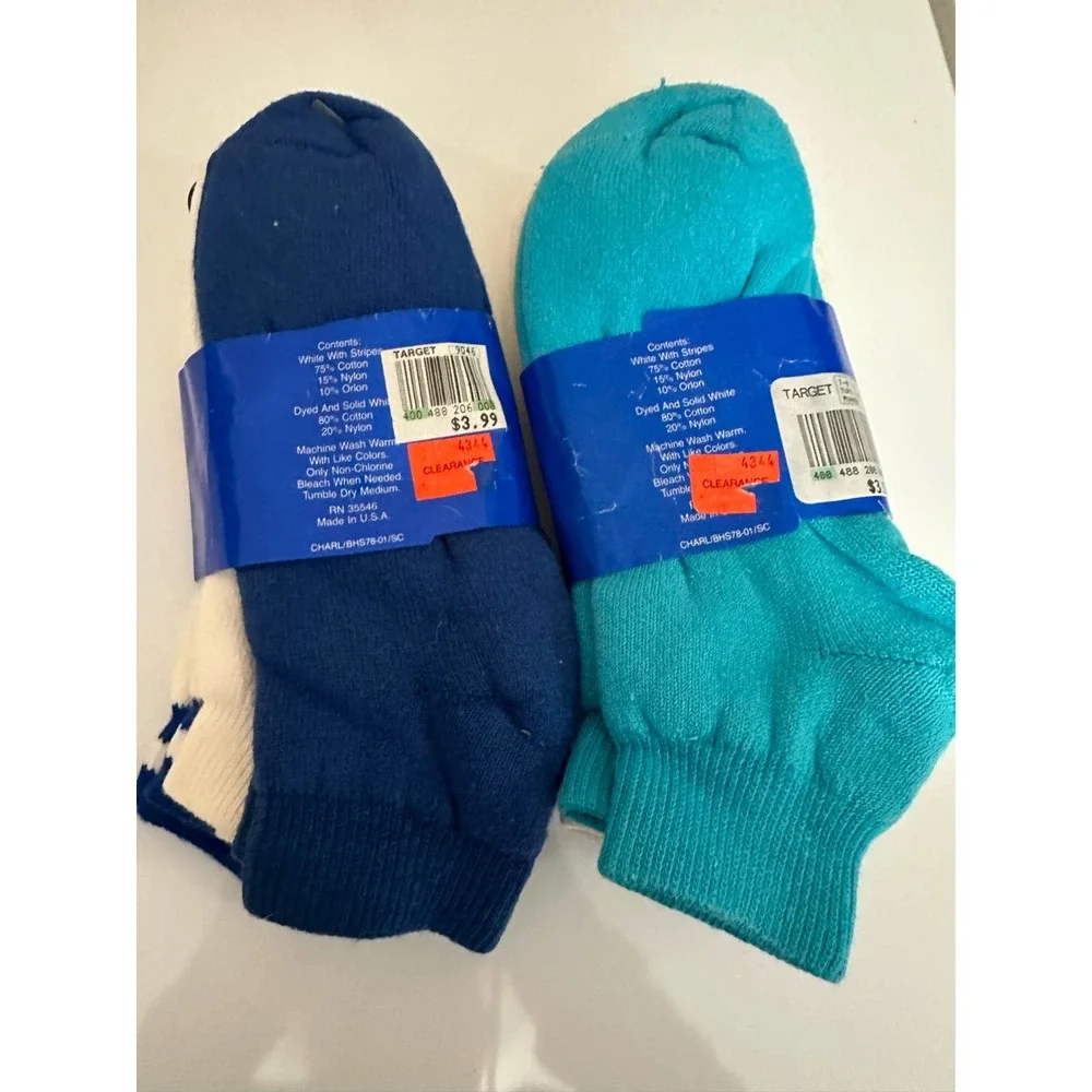 Vintage NOS new 7-8.5  boys 6 pr (2 pk x 3 pr) socksUSA 100% cotton - Picture 5 of 8